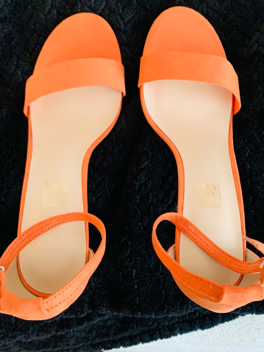 Women's Orange Suede Ankle Strap Sandals